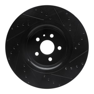 Ford Edge Brake Rotor (1) - Front Left - R1 Concepts - Drilled & Slotted - Black - `15-`21